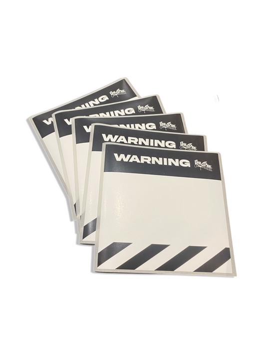 Black/White Warning eggshell stickers